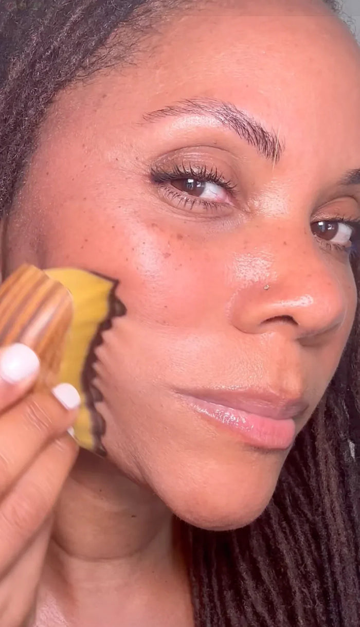 Face brush used on the cheek